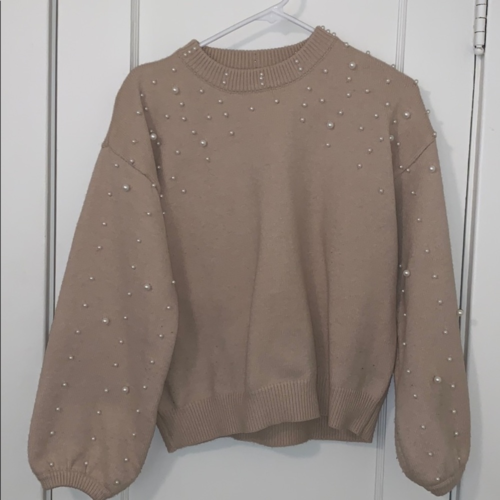 Pearl detail mini sweater